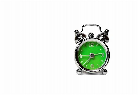 simsearch:700-05974049,k - modern green alarm clock over white isolated Stock Photo - Budget Royalty-Free & Subscription, Code: 400-05276507