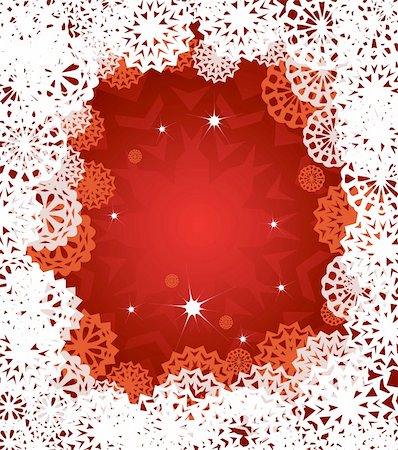simsearch:400-04761157,k - Christmas card with white snowflakes on red background. vector Stock Photo - Budget Royalty-Free & Subscription, Code: 400-05276570