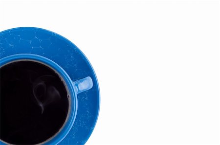 Hot black coffee in cup, isolated, top view. Stockbilder - Microstock & Abonnement, Bildnummer: 400-05276619