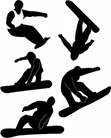 snowboards vector - collection of snowboard silhouettes - vector Stock Photo - Budget Royalty-Free & Subscription, Code: 400-05276625