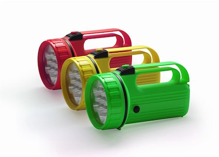 Emergency red yellow and green flashlight at row  on white background Photographie de stock - Aubaine LD & Abonnement, Code: 400-05276825