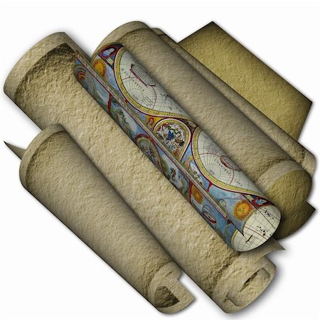 Textural old paper rolls with navigation card On isolated background Stock Photo - Budget Royalty-Free & Subscription, Code: 400-05276923