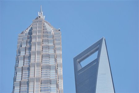 Top of Shanghai World Financial Center and Jin Mao Tower - Pudong - Shanghai - Republic of China Stock Photo - Budget Royalty-Free & Subscription, Code: 400-05276988