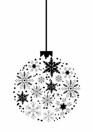 simsearch:400-04662430,k - vector illustration of christmas ball made of black snowflakes Foto de stock - Super Valor sin royalties y Suscripción, Código: 400-05276995