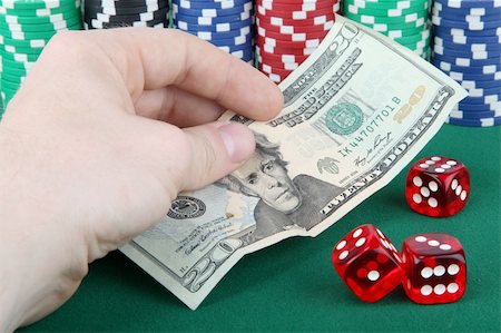 simsearch:400-07832442,k - Twenty dollar bill and casino chips Stock Photo - Budget Royalty-Free & Subscription, Code: 400-05277054
