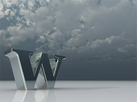 simsearch:400-08733500,k - metal uppercase letter w under dark cloudy sky - 3d illustration Stockbilder - Microstock & Abonnement, Bildnummer: 400-05277125