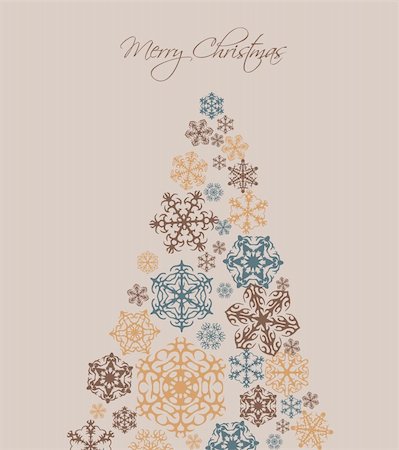 simsearch:400-04266160,k - Abstract christmas tree with snowflakes and ornaments. Vector illustration Stock Photo - Budget Royalty-Free & Subscription, Code: 400-05277272