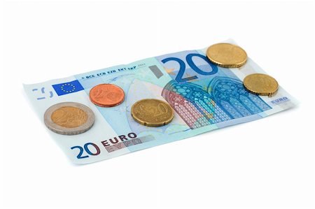 simsearch:400-08298322,k - Euro coin isolated on white background Photographie de stock - Aubaine LD & Abonnement, Code: 400-05277374