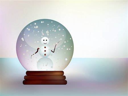 simsearch:400-05674130,k - Glass ball with a snowman in a snowy landscape. EPS 8 vector file included Photographie de stock - Aubaine LD & Abonnement, Code: 400-05277467