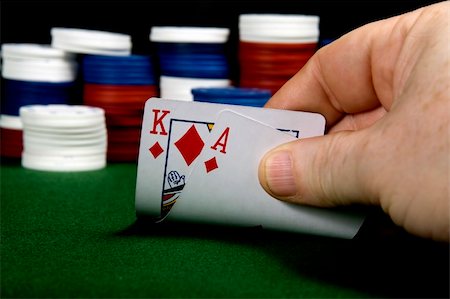 Ace King opening hand at Poker (From a series of opening hands at poker) Stock Photo - Budget Royalty-Free & Subscription, Code: 400-05277470