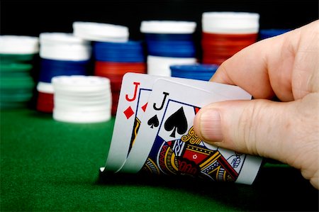 simsearch:400-04795607,k - Pair of jacks opening hand at Poker (From a series of opening hands at poker) Stock Photo - Budget Royalty-Free & Subscription, Code: 400-05277472