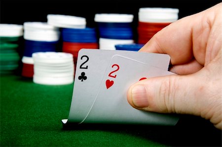 simsearch:400-04795607,k - Pair of twos opening hand at Poker (From a series of opening hands at poker) Stock Photo - Budget Royalty-Free & Subscription, Code: 400-05277481