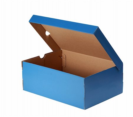 footwear packaging - nice blue cardboard shoe box, isolated on white background Foto de stock - Super Valor sin royalties y Suscripción, Código: 400-05277622