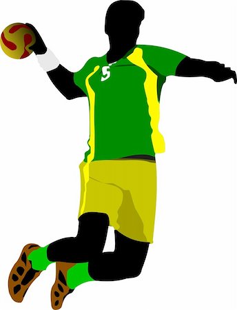 simsearch:400-06102709,k - Handball players silhouette. Vector colored illustration Stockbilder - Microstock & Abonnement, Bildnummer: 400-05277698