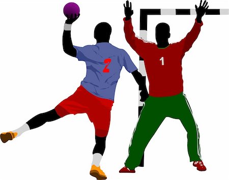 simsearch:400-06102709,k - Handball players silhouette. Vector colored illustration Stockbilder - Microstock & Abonnement, Bildnummer: 400-05277699