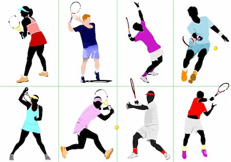 simsearch:400-05721851,k - Tennis player. Colored Vector illustration for designers Foto de stock - Super Valor sin royalties y Suscripción, Código: 400-05277756