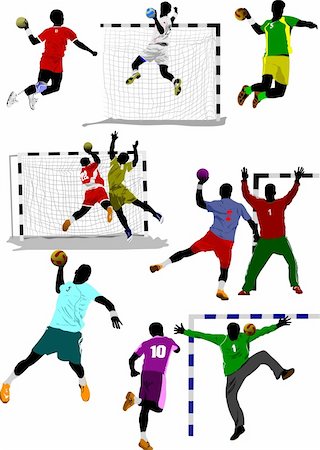 simsearch:400-04137464,k - Handball players silhouette. Vector colored illustration Stockbilder - Microstock & Abonnement, Bildnummer: 400-05277753