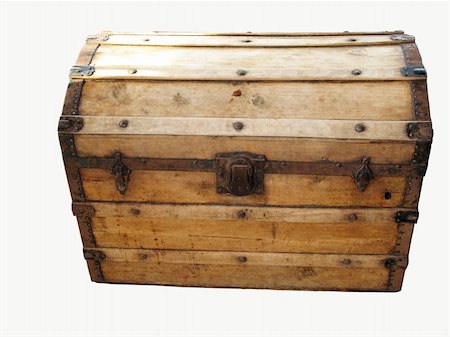 Old wooden chest isolated on the white Stock Photo - Budget Royalty-Free & Subscription, Code: 400-05277789