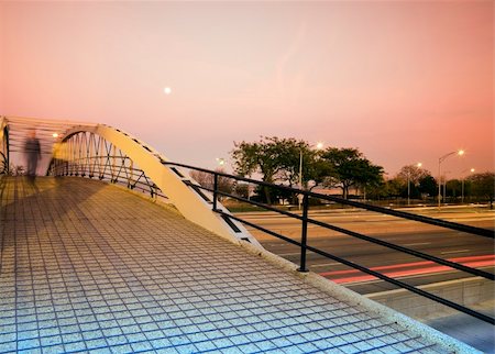 Pedestrian Bridge over Lake Shore Drive. Taken with tobacco filter. Stock Photo - Budget Royalty-Free & Subscription, Code: 400-05277825