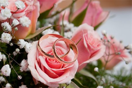 simsearch:400-05244104,k - Gold wedding rings on colors Stock Photo - Budget Royalty-Free & Subscription, Code: 400-05278239