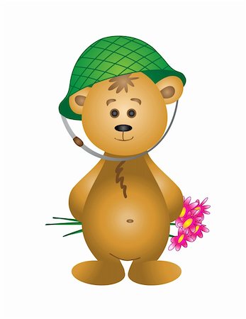 simsearch:400-05297876,k - Teddy-bear in a helmet with a bouquet. Picture to Valentine's day Foto de stock - Royalty-Free Super Valor e Assinatura, Número: 400-05278233