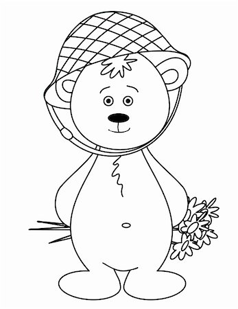 simsearch:400-05297876,k - Teddy-bear in a helmet with a bouquet. Picture to Valentine's day. Contours. Foto de stock - Royalty-Free Super Valor e Assinatura, Número: 400-05278248