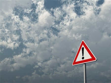 simsearch:400-04480527,k - warning roadsign under cloudy blue sky - 3d illustration Stock Photo - Budget Royalty-Free & Subscription, Code: 400-05278407