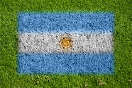 fairplay - flag of argentina on grass with spray Stockbilder - Microstock & Abonnement, Bildnummer: 400-05278416