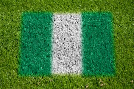 fairplay - flag of nigeria on grass with spray Stockbilder - Microstock & Abonnement, Bildnummer: 400-05278436