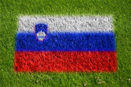 fairplay - flag of slovenia on grass with spray Stockbilder - Microstock & Abonnement, Bildnummer: 400-05278442