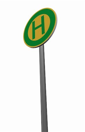 roadsign bus stop on white background - 3d illustration Stock Photo - Budget Royalty-Free & Subscription, Code: 400-05278540