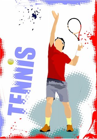 simsearch:400-05721851,k - Tennis player poster. Colored Vector illustration for designers Foto de stock - Super Valor sin royalties y Suscripción, Código: 400-05278585