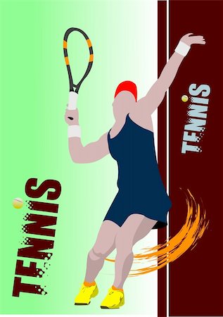 simsearch:400-07758215,k - Tennis player poster. Colored Vector illustration for designers Fotografie stock - Microstock e Abbonamento, Codice: 400-05278582