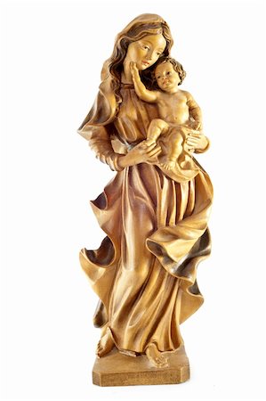 statues jesus mary - Ancient statue of the Madonna carved in wood Stock Photo - Budget Royalty-Free & Subscription, Code: 400-05278590