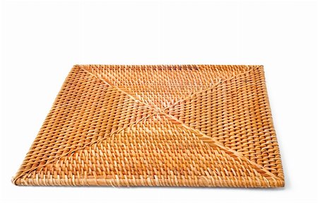 a wicker plate square on white background Photographie de stock - Aubaine LD & Abonnement, Code: 400-05278606