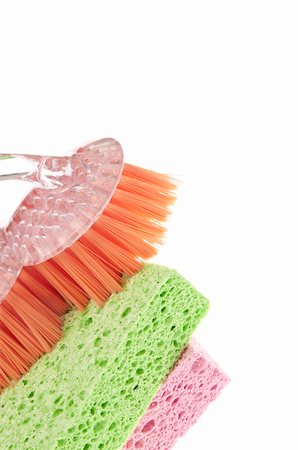 simsearch:400-05234741,k - Housecleaning Border Featuring Sponges and a Scrub Brush Isolated on White with a Clipping Path. Foto de stock - Super Valor sin royalties y Suscripción, Código: 400-05278859