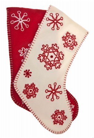 Red and White Snowflake Pattern Holiday Stockings Isolated on White with a Clipping Path. Stock Photo - Budget Royalty-Free & Subscription, Code: 400-05278851