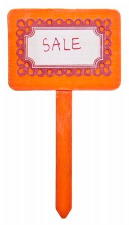 simsearch:400-04758693,k - Vibrant Sale Sign on a Garden Stake Isolated on White with a Clipping Path. Photographie de stock - Aubaine LD & Abonnement, Code: 400-05278878