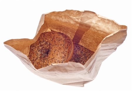 Everything Bagels in a Paper Bag Isolated on White with a Clipping Path. Stock Photo - Budget Royalty-Free & Subscription, Code: 400-05278936