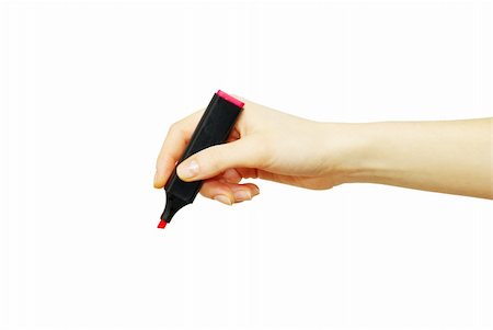 sketching idea - Hand with marker isolated on white background Stock Photo - Budget Royalty-Free & Subscription, Code: 400-05279180