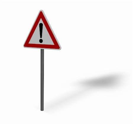 simsearch:400-04480527,k - warning roadsign on white background - 3d illustration Stock Photo - Budget Royalty-Free & Subscription, Code: 400-05279495