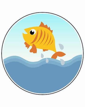 fantasy fish art - A Happy Goldfish - funny vector illustration Stock Photo - Budget Royalty-Free & Subscription, Code: 400-05279709