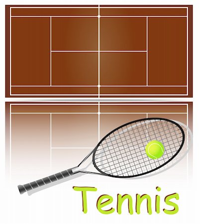 Set of items for tennis. Ball, racket and court. Each element on a separate layer. Stock Photo - Budget Royalty-Free & Subscription, Code: 400-05279863