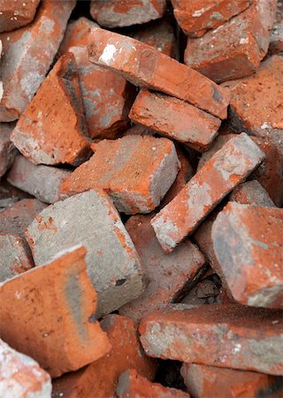 Heap of old broken red bricks Stock Photo - Budget Royalty-Free & Subscription, Code: 400-05270048