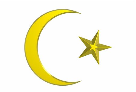 Golden crescent and star isolated on white Stock Photo - Budget Royalty-Free & Subscription, Code: 400-05271246