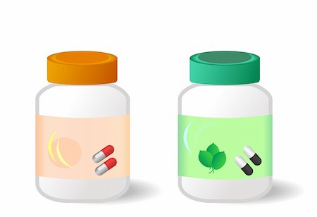 simsearch:400-04422064,k - Two bottles with tablets are isolated on white background. Vector Foto de stock - Super Valor sin royalties y Suscripción, Código: 400-05271243