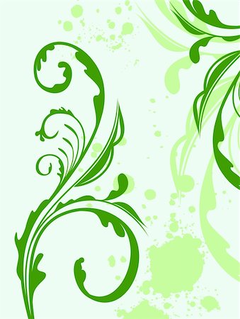 elegant swirl vector accents - Illustration spring grunge flower and  leaf green. Vector Stock Photo - Budget Royalty-Free & Subscription, Code: 400-05271364