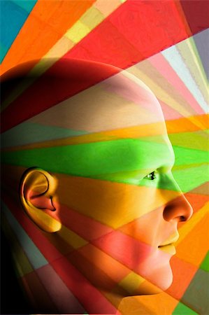 prisma - Male portrait and color spectrum. 3d digitally created illustration. Foto de stock - Royalty-Free Super Valor e Assinatura, Número: 400-05271560