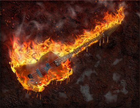 simsearch:400-04900039,k - Flaming melting guitar and rusted metal surface Stockbilder - Microstock & Abonnement, Bildnummer: 400-05271776
