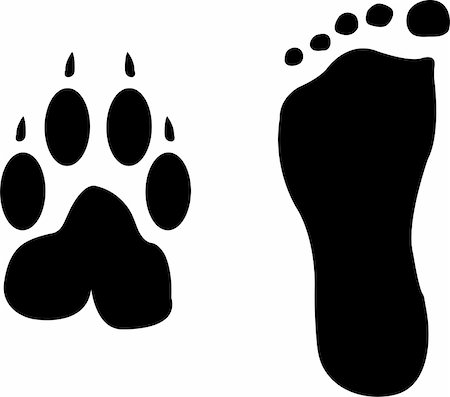 silhouettes man and dog - dog and man footprints silhouette - vector Stock Photo - Budget Royalty-Free & Subscription, Code: 400-05272131